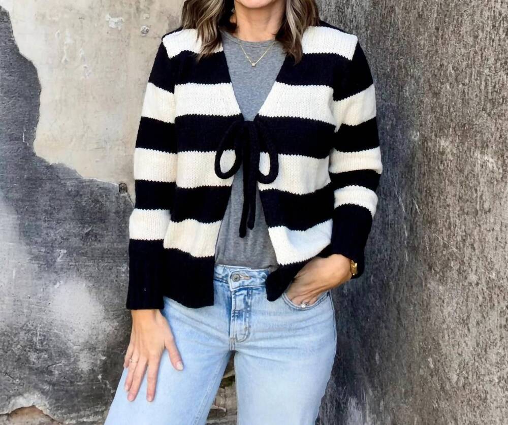 NEW LOVLOV danni long sleeves cardigan in black & white